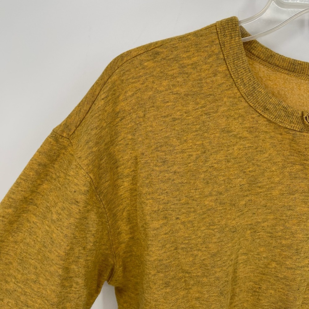Wild Fable Women's Mustard Yellow Notch Neck Fleece Cropped Sweatshirt Size S - Picture 3 of 6